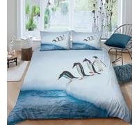 Antarctic Wildlife Funda Edredon Juego de Ropa de Cama de 3 Piezas Impresión 3D Cierre de Antarctic Wildlife Funda de Edredón Funda de Almohada a Juego Transpirable for Ancianos King（220x240cm）