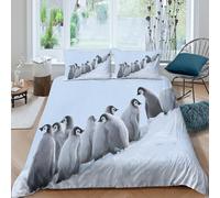 Antarctic wildlife scene Funda de Edredón Microfibra 3 Piezas Impresión 3D Cierre de Antarctic wildlife escena Funda Edredon Fundas de Almohada Lavables Transpirable for niños Double（200x200cm）