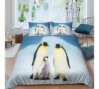 Antarctic Wildlife Scene Funda Edredon Juego de Ropa de Cama de 3 Piezas Impresión 3D Cierre de Antarctic Wildlife Escena Funda de Edredón Funda de Almohada a Juego for Ancianos Double（200x200cm）