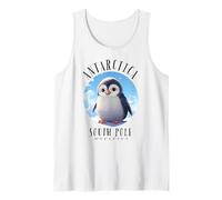 Antártida Lindo Penguin Polo Sur Coordenadas GPS Polar Camiseta sin Mangas