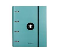 Antartik Archivador con goma y recambio de 100 Hojas de 100 grs Liderpapel A4 con cuadros de 5 mm Forrada 4 anillas de 40 mm redondas color Menta