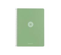 Antartik Cuaderno espiral a4 tapa foam 80h 90gr cuadro 4mm con margen color (Verde Matcha)