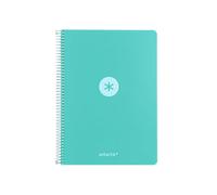 Antartik Cuaderno espiral a4 tapa foam 80h 90gr cuadro 4mm con margen color (Verde Menta)