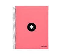 Antartik Cuaderno espiral liderpapel a4 micro tapa forrada 120h 90 gr liso 5 bandas 4 taladros color coral