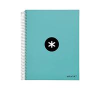 Antartik Cuaderno espiral liderpapel a4 micro tapa forrada 120h 90 gr liso 5 bandas 4 taladros color menta
