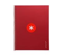 Antartik Cuaderno espiral liderpapel a4 micro tapa forrada 80h 90 gr cuadro 5mm 1 banda 4 taladros frambuesa