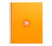 Antartik Cuaderno espiral liderpapel a4 micro tapa forrada 80h 90 gr cuadro 5mm 1 banda 4 taladros mostaza