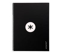 Antartik Cuaderno espiral liderpapel a4 micro tapa forrada 80h 90 gr cuadro 5mm 1 banda 4 taladros negro