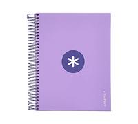Cuaderno espiral liderpapel a5 micro antartik tapa forrada120h 100 gr cuadro 5mm 5 banda6 taladros color lavanda - BA77