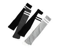 Antcher 5 pares de calcetines altos hasta la rodilla para mujer, medias altas a la rodilla, de algodón, calcetines largos de cinco dedos, calentadores de piernas para mujeres y niñas, 5 colores.,