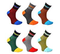 Antcher Calcetines de algodón para hombre, 5 dedos, para deporte, talla 39-44, 6 pares