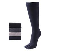 Antcher - Calcetines de algodón para hombre con punta alta a la rodilla, 5 dedos, calcetines deportivos para correr, calcetines largos de pantorrilla, 4 pares