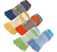 Antcher Calcetines de algodón para niños, calcetines de cinco dedos, transpirables, para correr, para niños de 3 a 12 años, 5 pares, Multicolor, 7-12 años