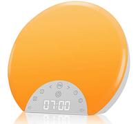 Reloj despertador Sunrise para niños, adultos, durmientes pesados con alarmas duales, repetición, ayuda para dormir con 7 sonidos naturales para dormitorios con luz nocturna de 8 colores, radio FM,
