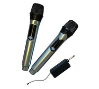 AntDau71® - Dos micrófonos inalámbricos inalámbricos con pantalla digital y receptor a pilas. Alcance de recepción de aproximadamente 60 metros. Para karaoke, fiestas, cantos, conferencias - CW959