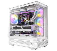 Antec C7 ARGB blanco, soporte de GPU RTX 40, 4 ventiladores ARGB PWM de 120 mm incluidos, refrigeración vertical, tipo C de 10 Gbps, paneles frontales y laterales de vidrio templado continuo