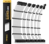 Antec Cables de PSU, kit de extensión de cable con manga/24pin ATX, 4+4pin EPS /8-pin PCI-E /6pin PCI-E PSU Kit de cable de extensión de 30 cm de longitud con peines, conector blanco, gris blanco
