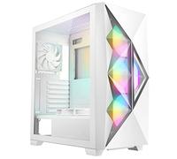 Antec DF800 Flux Funda para Juegos con Ventana de Cristal, ATX, 5 Ventiladores (3 ARGB Frontales), Malla geométrica y Espejo Frontal, botón de Control LED, Blanco