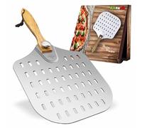 Antech Pala para Pizza Perforada de Aluminio Maxi con Mango Plegable - Perforación Profesional para Horneado Perfecto - Hasta 4 kg - Ideal para Hornos Caseros, Pizzerías y Panaderías