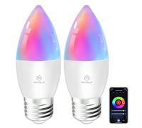 ANTELA Bombilla Inteligente C37 E27 LED 4,9W 470LM RGBCW Regulable Compatible con Alexa y Google Home,Control APP, Control por Voz,2PCs