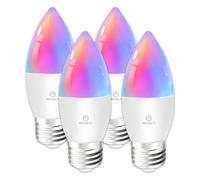 ANTELA Bombilla Inteligente C37 E27 LED 4,9W 470LM RGBCW Regulable Compatible con Alexa y Google Home,Control APP, Control por Voz,4PCs