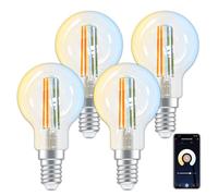 ANTELA Bombilla Inteligente E14 P45 WLAN LED 4,5W 470LM 2700K Luz Blanca Cálida a 6500K Fría Regulable,Compatible con Alexa y Google Home,4PCs