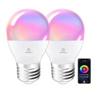 ANTELA Bombilla Inteligente G45 E27 LED 4,9W 470LM RGBCW Regulable Compatible con Alexa y Google Home,Control APP, Control por Voz,2PCs