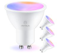 ANTELA Bombilla Inteligente GU10, Compatible con Alexa y Google Home, Luz Fría/Cálida 2700K-6500K, Bombilla RGB 16 Millones de Colores, 5W, 400LM, CRI 80, 4 Unidades