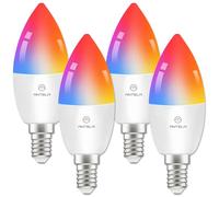 ANTELA Bombilla Inteligente LED WiFi E14 Compatible con Alexa/Google Home, 4.5W 385LM RA>80 Bombilla RGB Regulable 16 Millones de Colores Blanco Cálido/Frío 2700K-6500K, Ahorro Energético, 4pcs