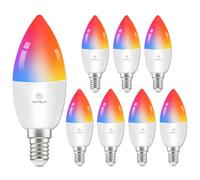 ANTELA Bombilla Inteligente LED WiFi E14 Compatible con Alexa/Google Home, 4.5W 385LM RA>80 Bombilla RGB Regulable 16 Millones de Colores Blanco Cálido/Frío 2700K-6500K, Ahorro Energético, 8pcs