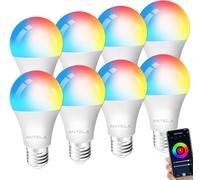ANTELA Bombilla LED Inteligente WiFi 806 LM/E27 Compatible Alexa y Google Home, Bombilla RGB 16 Millones de Colores Luz Fría/Cálida 2700K-6500K, Sin Necesidad de Hub,8pc