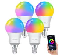 ANTELA Bombilla LED Inteligente WiFi E14 806lm, 16 Millones de Colores, Luz Fría Cálida 2700 a 6500K, Compatible Alexa y Google Home, Vida Útil 15000 Horas, 4pc