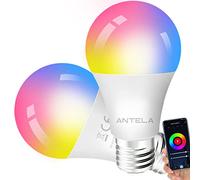 ANTELA Bombillas Alexa E27 Bombillas WiFi Inteligente LED 9W 806LM, Bombilla RGB 2700K-6500K Compatible Con Google Home/Alexa, 2 Pcs