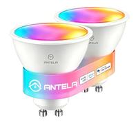 ANTELA Bombillas LED WiFi GU10 5 W, regulable, control App con Alexa/Google Home, RGB&2700K-6500K blanco frío cálido, 2 unidades