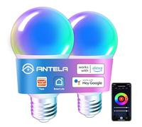 ANTELA E27 Bombilla Inteligente RGBCW LED WiFi, 7W 806LM Alexa Multicolor Inteligentes Regulables 2700-6500K, Compatible Con Google Home/Alexa,Control Remoto,Control De Voz,2 Unidad.