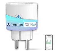 ANTELA Enchufe Inteligente Matter 16A 3680W Compatibles con(Apple Home, Alexa, Google Home y SmartThings), Monitor de Energía, Horarios y Temporizadores,APP Smart Life/Tuya,Wifi 2.4GHz,1PC