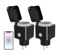ANTELA Enchufe Inteligente WiFi para Exteriores,con Alexa y Google Home,Enchufe WiFi con Monitorización del Consumo Energético,Mando a Distancia,Temporizador,2,4 GHz,16 A,Impermeable IP54,2 unidades.