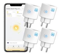 ANTELA Enchufe inteligente WLAN AI con medición de electricidad, factura de electricidad, 16 A, 3680 W, compatible con Google Home, Alexa, Smart Life APP, 2,4 GHz, 4 unidades