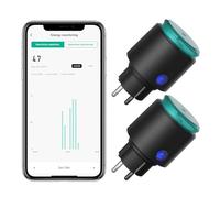 ANTELA Enchufe WiFi exterior IP44, enchufe exterior con medición de corriente, enchufe inteligente para exteriores, compatible con Alexa, Google Home, aplicación Smart Life, 2,4 GHz, 2 unidades