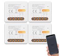 ANTELA Interruptor de relé inteligente WiFi y Bluetooth, 1 canal, 16 A, compatible con Alexa Google Home, aplicación Smart Life, no requiere concentrador, 4 unidades