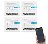 ANTELA Interruptor de relé inteligente WiFi y Bluetooth 2 canales 10 A, compatible con Alexa Google Home, aplicación Smart Life, no requiere concentrador, 4 unidades