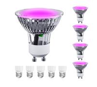 ANTELA Lámpara de Planta Interior LED Luz Morada,GU10 E27 Lampara Cultivo Espectro Completo Apto 3.5W para Todo Tipo de Plantas Pequeñas, Verduras y Frutas,5PCs