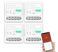 ANTELA Relé inteligente WLAN y Bluetooth de 1 canal 16A, solo con monitoreo de energía, aplicación Smart Life, no se requiere hub, 4 piezas