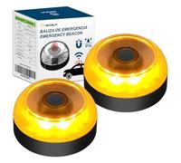 ANTELA V16 Luz Emergencia Homologado DGT Baliza,con Geolococation 3.0 Luz de Emergencía,Tarjetas SIM Datos Incluidos hasta 12/2038,Baliza V16 geolocalizada,Base Magnética, 2pc