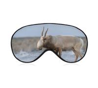 Antelope Walks in Steppe near Waterhole in Winter Sleep Mask with Adjustable Strap Adjustable Mask Comfortable Soft Eye Mask Sleeping Aid - Antifaz que bloquea la luz
