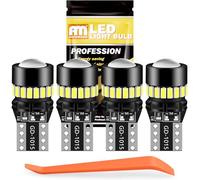 ANTEMOON Bombillas T10 W5W LED 12V 24V 6500K Blanco 194 501 168 2825 Luz Coche LED Interior Canbus Sin Errores Luces Domo Mapa Cortesía Matrícula Puertas Laterales Marcador, 4 Piezas