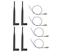 Antena 4 x 6dBi 2.4GHz 5GHz Antena WiFi de doble banda RP-SMA + 4 x Cable U.fl / IPEX de 35 cm