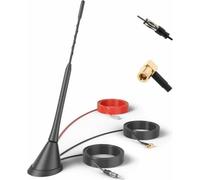 Antena de techo para coche DAB con cable de extensión de 5 m, antena de radio FM AM DIN macho, adaptador SMB y amplificador.