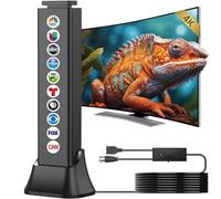 Antena de TV 2026 para interiores, antena de TV para Smart TV con un | Antena de TV para canales locales, amplificador de señal de 360°, soporta televisores 4K 8K 1080p, antenas de TV digital