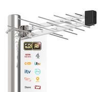 Antena de TV al aire libre - Antena Yagi digital HDTV de largo alcance de 5 elementos para Freeview, recepción UHF/VHF - Soporta TV Full HD y 4K - Diseño resistente a la intemperie - Cable coaxial de